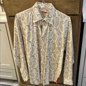 Prada Cream and Brown Paisley Men's Shirt